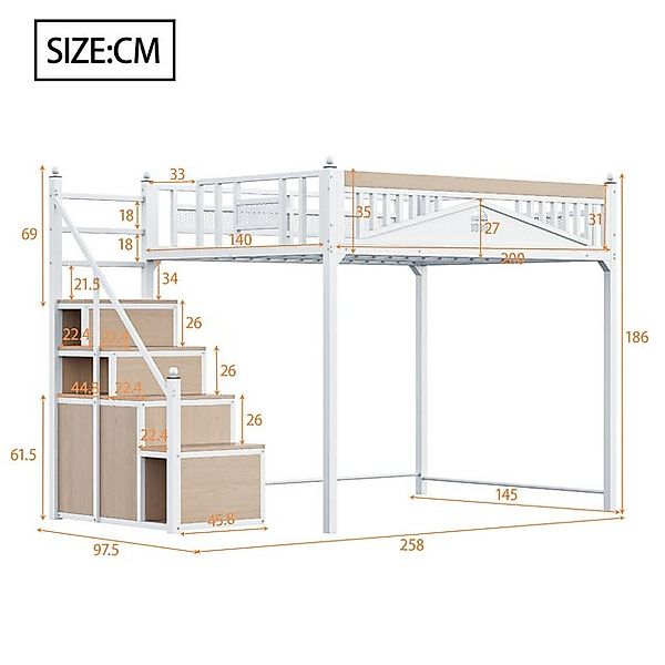 Merax Hochbett (1-St., Metall Etagenbett Jugendbett Loftbett) Kinderbett 14 günstig online kaufen