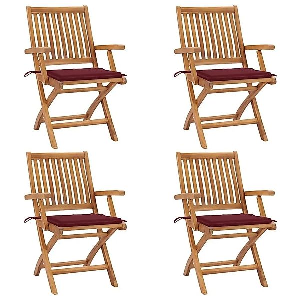 vidaXL Klappbare Gartenstühle mit Kissen 4 Stk Massivholz Teak 3072732 günstig online kaufen