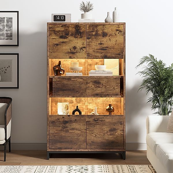 MODFU Vitrine Schwarz-Braun, Kippschutz (Stauraumvitrine mit günstig online kaufen