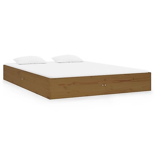 Vidaxl Massivholzbett Honigbraun 135x190 Cm 4ft6 Double günstig online kaufen