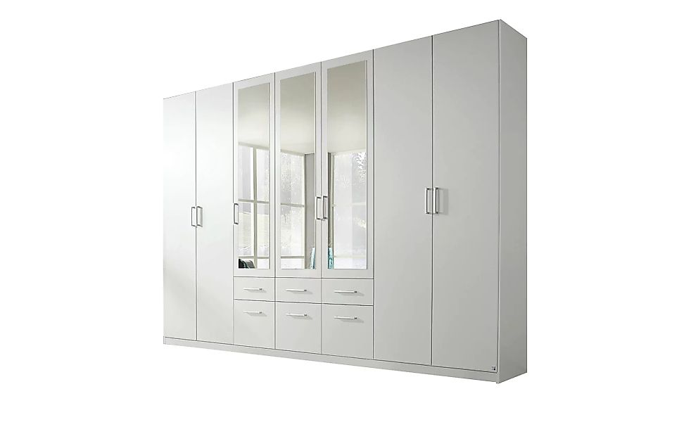 Kleiderschrank groß mit Spiegel und Schubladen BINGEN-EXTRA ORANGE Weiß / E günstig online kaufen