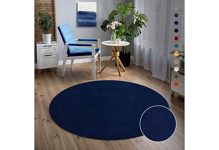 Sanat Teppich Uni, rund, Höhe: 13 mm, robuster Kurzflorteppich, große Farba günstig online kaufen