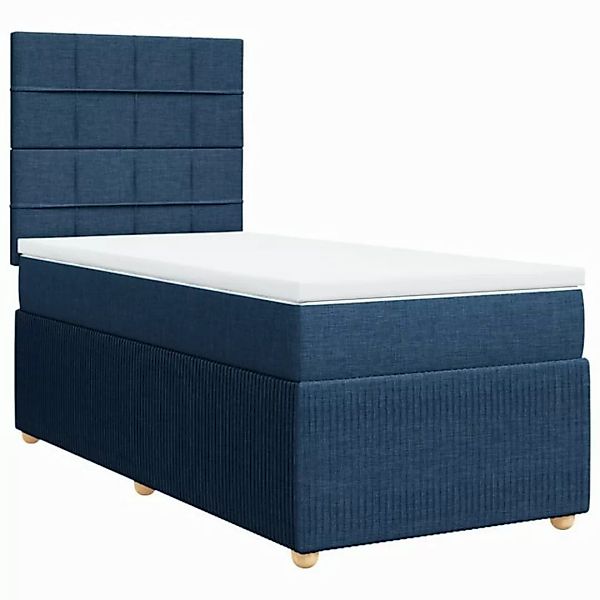 vidaXL Bett Boxspringbett mit Matratze Blau 90x200 cm Stoff günstig online kaufen