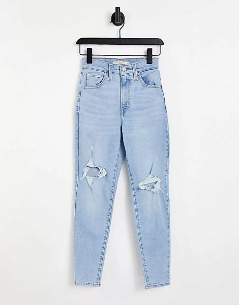 Levi's – Gerippte Mom-Jeans in heller Waschung mit hohem Bund-Blau günstig online kaufen