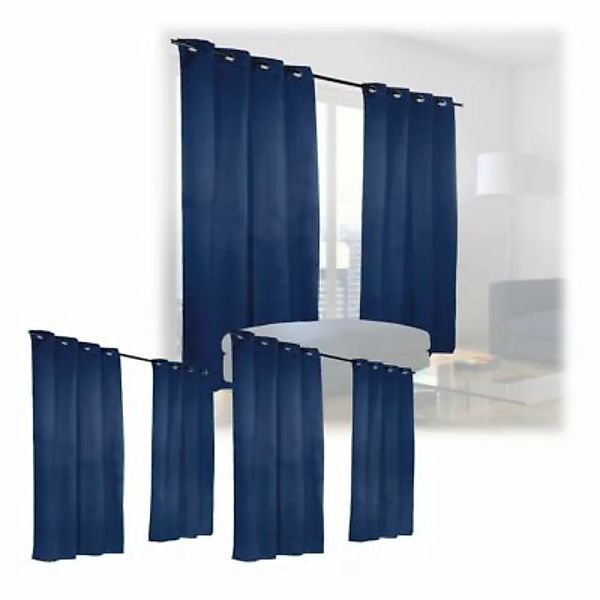 relaxdays 6 x Vorhang blau 245 x 135 cm dunkelblau günstig online kaufen