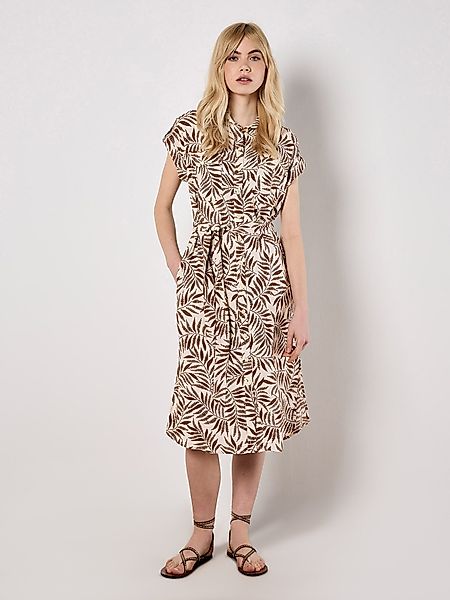 Apricot Druckkleid Fließendes Midikleid, (2-tlg., Stoffgürtel) günstig online kaufen