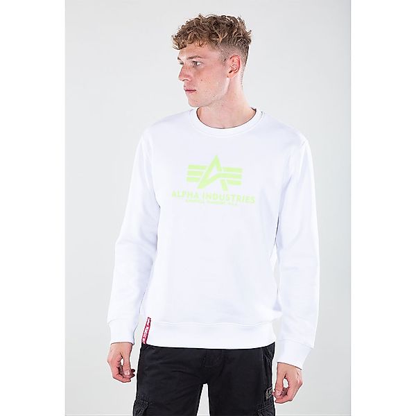 Alpha Industries Basic Neon Print Sweatshirt XS White / Neon Green günstig online kaufen