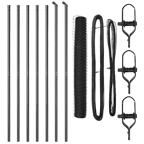 vidaXL Zaunpfosten Grau 10 x 1 m 36 mm Maschen Stahl und PVC 3352779 günstig online kaufen