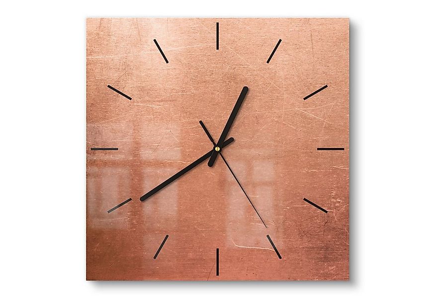 DEQORI Wanduhr 'Kupferplatte mit Kratzern' (Glas Glasuhr modern Wand Uhr De günstig online kaufen