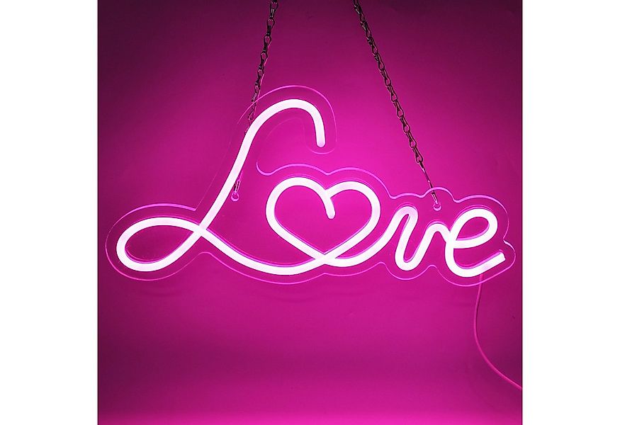 Rosnek LED Dekolicht Rosa Love, mit Löchern, USB, Neonschild für Bar Party günstig online kaufen