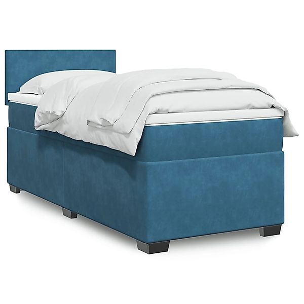 vidaXL Boxspringbett mit Matratze Blau 100x200 cm Samt 3288532 günstig online kaufen