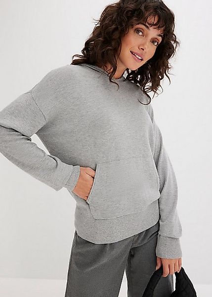 bonprix Strickpullover aus Viskosemischung, mit Kapuze, mit Kängurutasche günstig online kaufen
