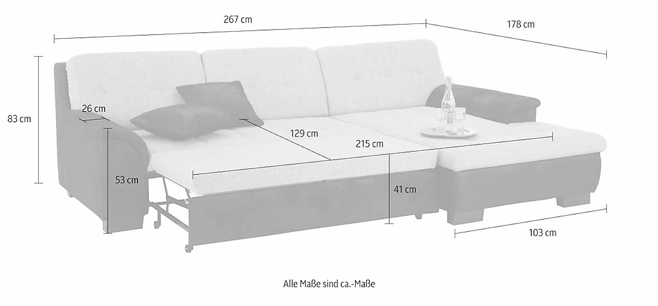 Home affaire Ecksofa "Bergen", wahlweise mit Bettfunktion L-Form günstig online kaufen