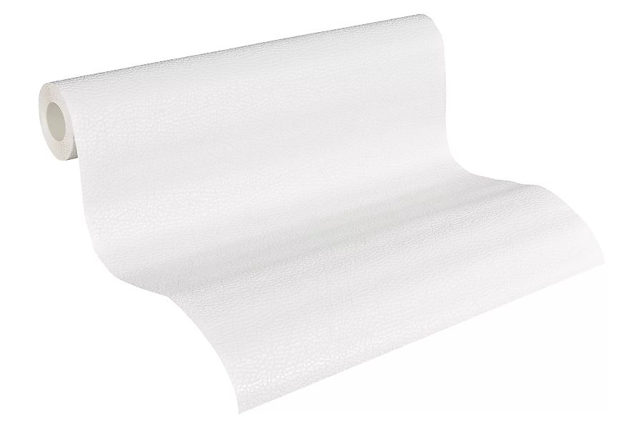 Bricoflor Uni Tapete mit Leder Struktur Weiße Vliestapete in Lederoptik zum günstig online kaufen