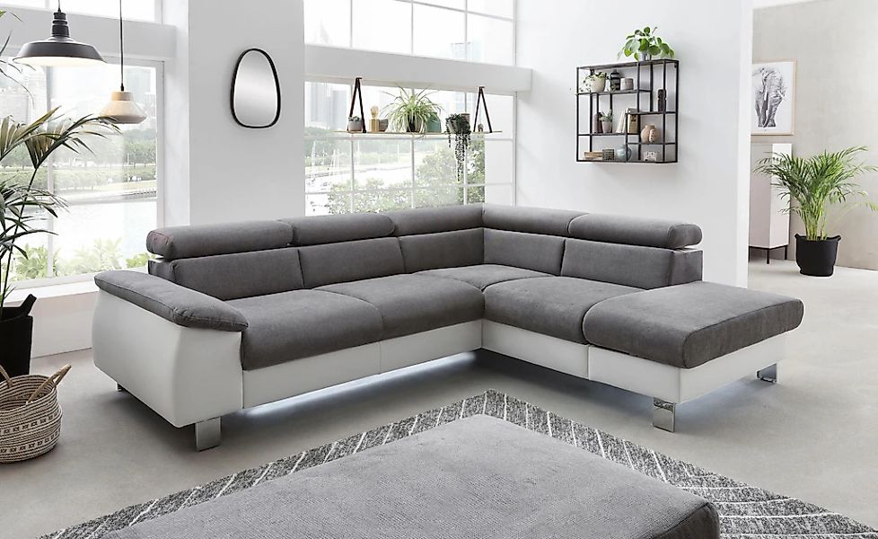 COTTA Ecksofa "Komaris L-Form, B: 249 cm" mit Kopfteilverstellung, optional günstig online kaufen