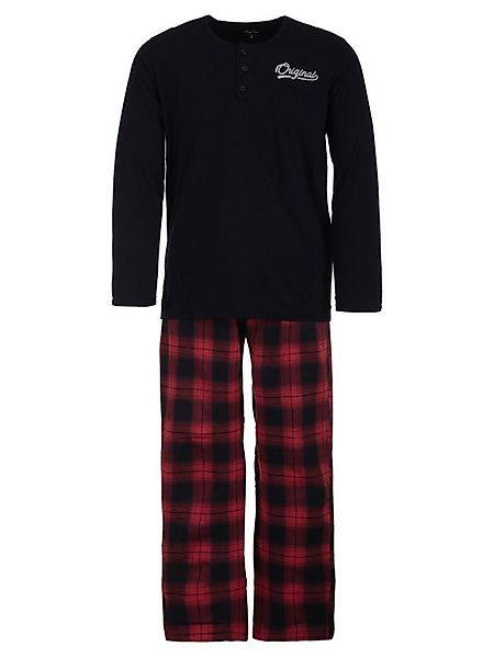 Henry Terre Schlafanzug Pyjama Set Langarm - karierte Hose günstig online kaufen