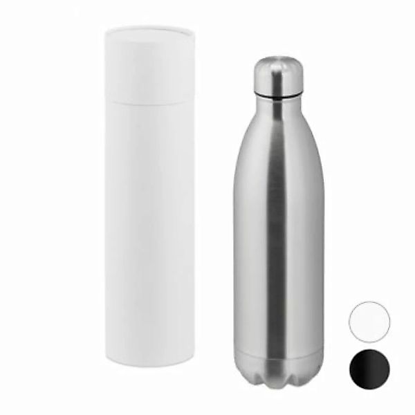 relaxdays 1 x Thermo Trinkflasche 1 Liter silber günstig online kaufen
