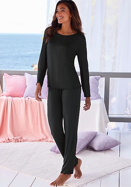 Vivance Dreams Pyjama Set, 2 tlg. mit Babylock-Saum günstig online kaufen