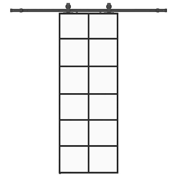 vidaXL Schiebetür mit Beschlag Schwarz 76x205 cm ESG-Glas 3375850 günstig online kaufen