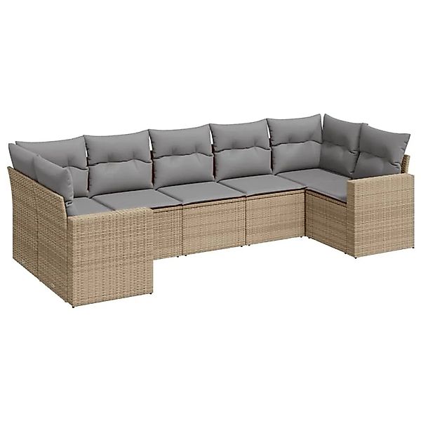 vidaXL 7-Tlg Garten-Sofagarnitur mit Kissen Beige Poly Rattan 3251726 günstig online kaufen