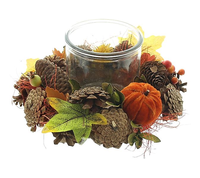 Dekoleidenschaft Tischkranz Windlicht "Herbst" Dekokranz klein günstig online kaufen