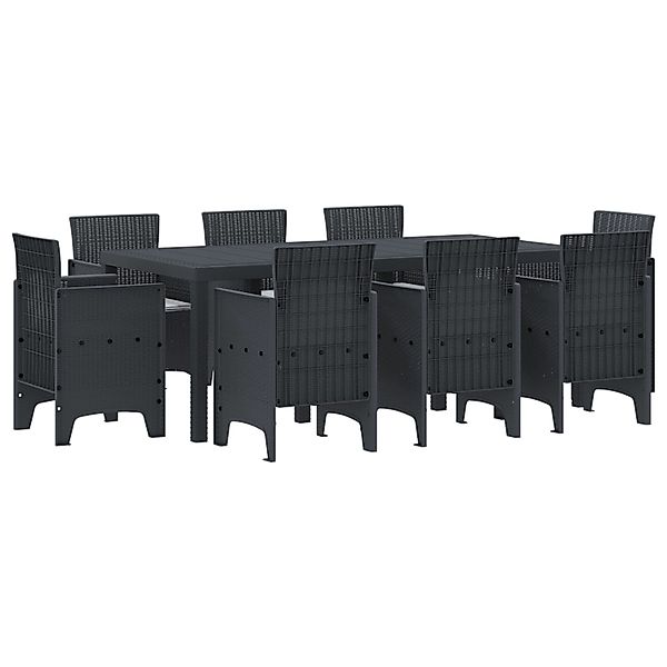 vidaXL 9-tlg Garten-Essgruppe mit Kissen Anthrazit Poly Rattan 3378574 günstig online kaufen