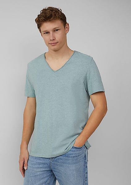 QS Kurzarmshirt Gewaschenes T-Shirt mit Rollkante günstig online kaufen