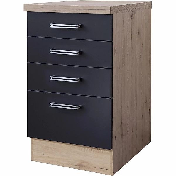 Flex-Well Exclusiv Unterschrank Lara 80 cm Anthrazit-San Remo Eiche günstig online kaufen