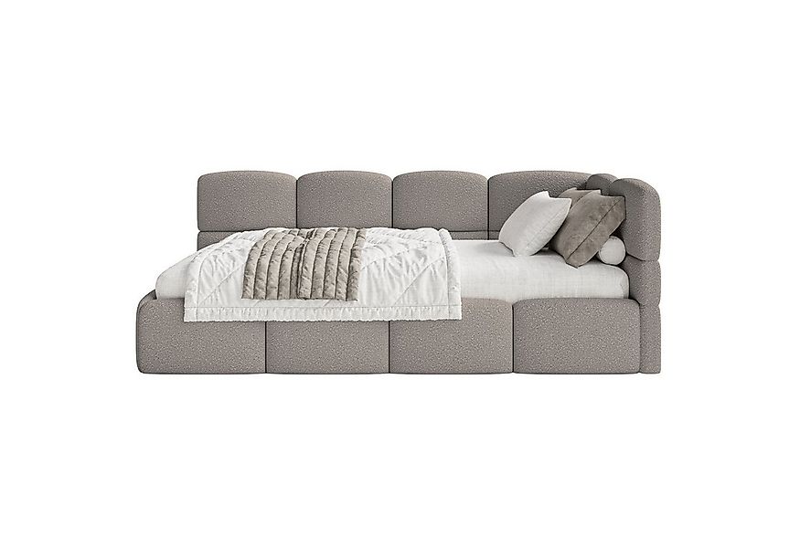 Selsey Jugendbett CLOUDY, mit Bettkasten, Bouclé, 90x200 cm, Kopfteil links günstig online kaufen
