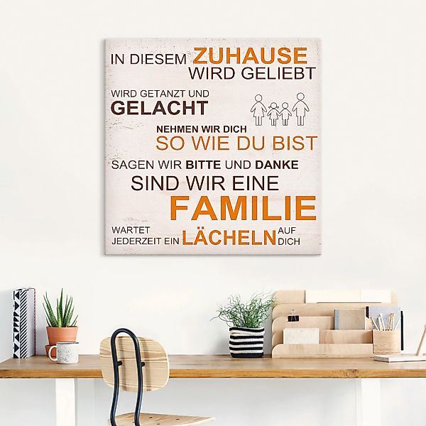 Artland Leinwandbild "In diesem Zuhause - beige", Sprüche & Texte, (1 St.), günstig online kaufen