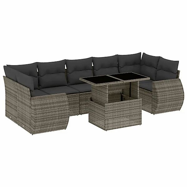 vidaXL 8-tlg Garten-Sofagarnitur mit Kissen Grau Poly Rattan Modell 143 günstig online kaufen