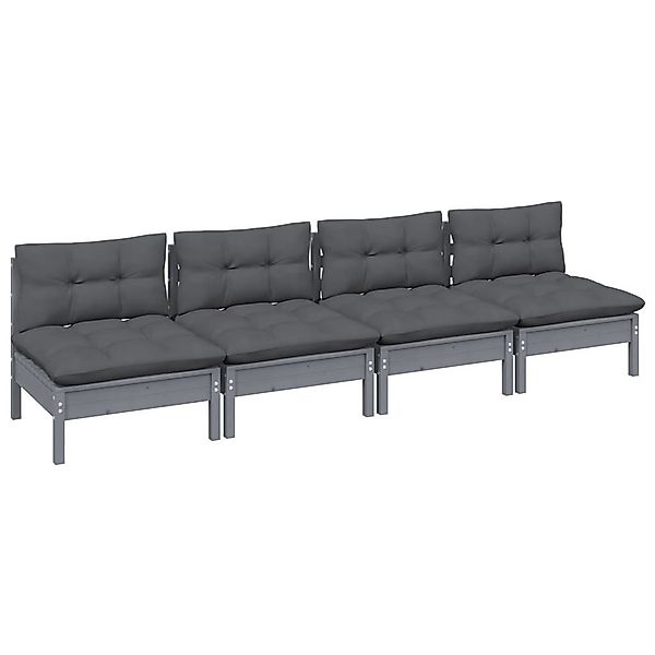 vidaXL Loungesofa 4-Sitzer-Gartensofa mit Anthrazit Kissen günstig online kaufen