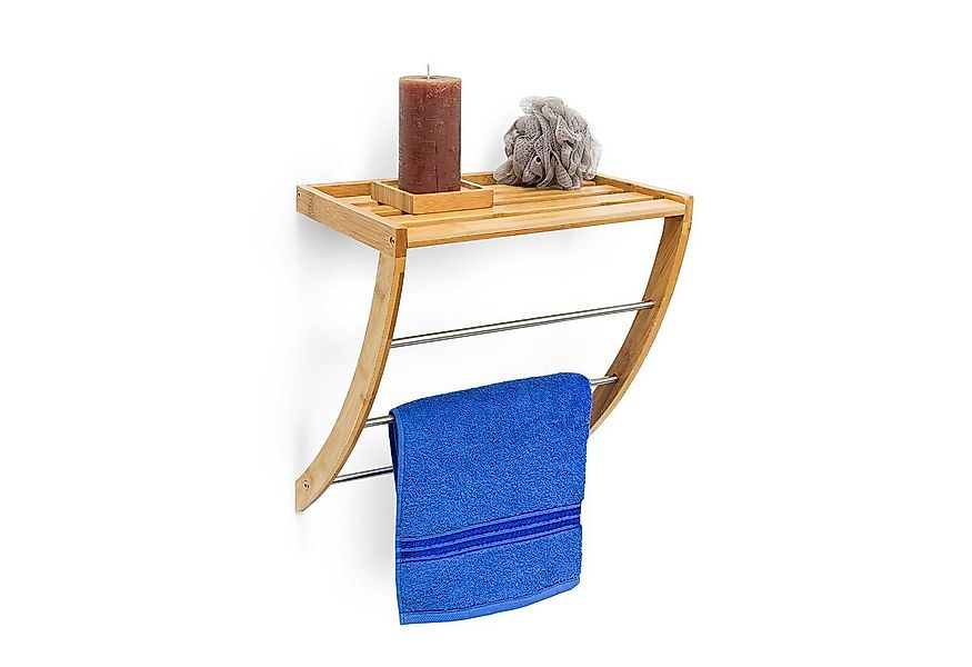 relaxdays Handtuchregal Wandhandtuchhalter Bambus & Chrom günstig online kaufen