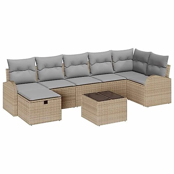 vidaXL Sofa Set mit Kissen mit Speicher Beige und Hellgrau Poly-Rattan 3359 günstig online kaufen