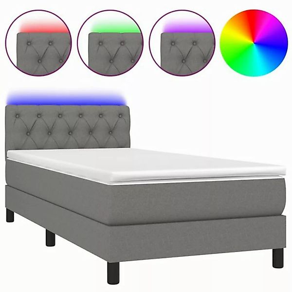 vidaXL Boxspringbett Boxspringbett mit Matratze LED Dunkelgrau 80x200 cm St günstig online kaufen