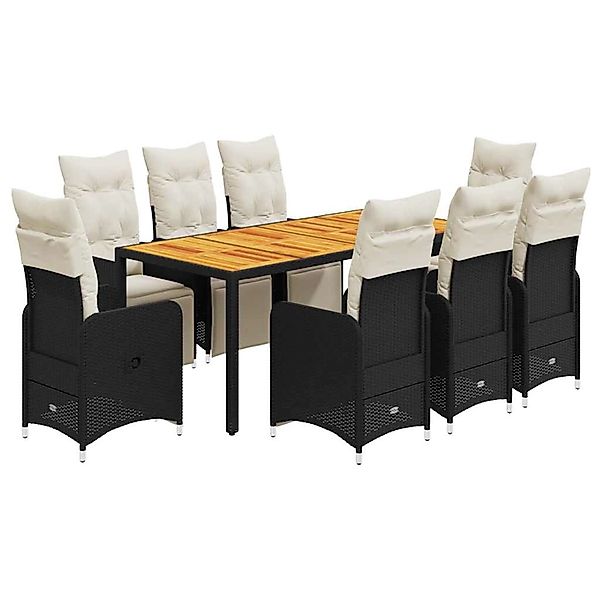 vidaXL 9-Tlg Garten-Bistro-Set mit Kissen Schwarz Poly Rattan 3277132 günstig online kaufen
