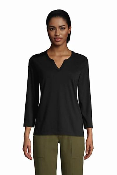 Supima-Shirt mit Tunika-Ausschnitt, Damen, Größe: 48-50 Normal, Schwarz, Ba günstig online kaufen