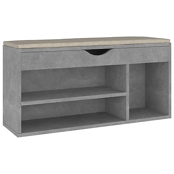 vidaXL Schuhbank mit Kissen Betongrau 104x30x49 cm Holzwerkstoff 326754 günstig online kaufen