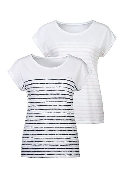 Beachtime T-Shirt "mit Streifendesign", (2er-Pack), aus weicher Baumwoll-Qu günstig online kaufen