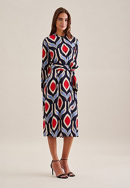 seidensticker Sommerkleid "Schwarze Rose" Langarm Kragen Geometrische Muste günstig online kaufen