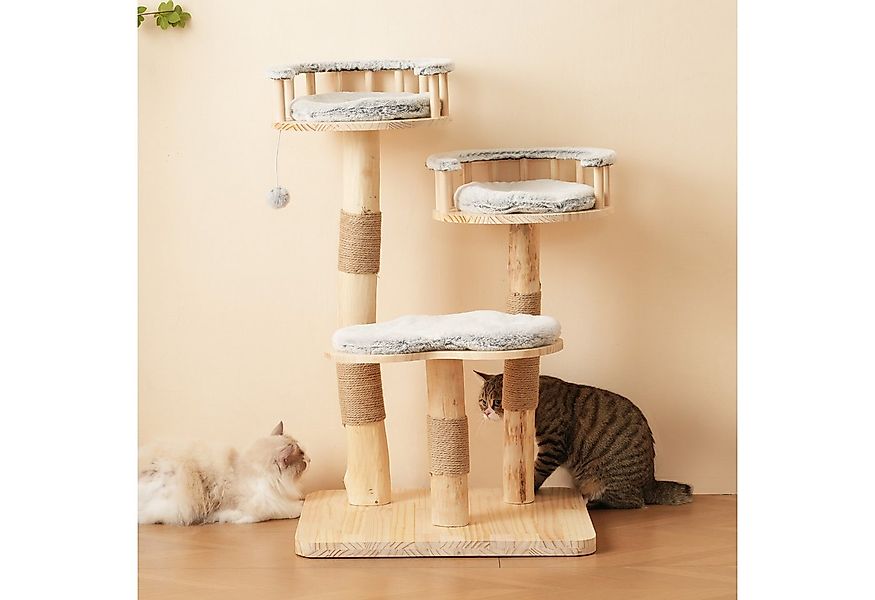 i@home Kratzbaum Katzenklettergerüst, 3-stufiges Sprungbrett, abnehmbare Ki günstig online kaufen