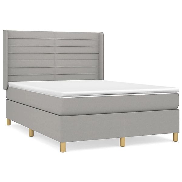 vidaXL Boxspringbett mit Matratze Hellgrau 140x200 cm Stoff1367255 günstig online kaufen