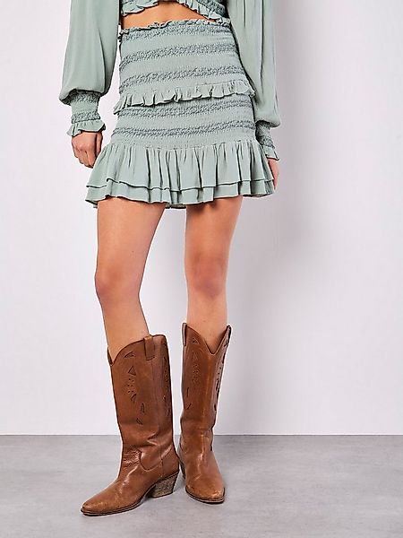 Apricot Minirock Gesmokter Rüschenrock mit elastischem Bund günstig online kaufen