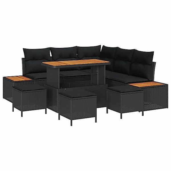 vidaXL Garten-Sofa-Set mit Kissen 9-Tlg Schwarz Poly Rattan 3362919 günstig online kaufen