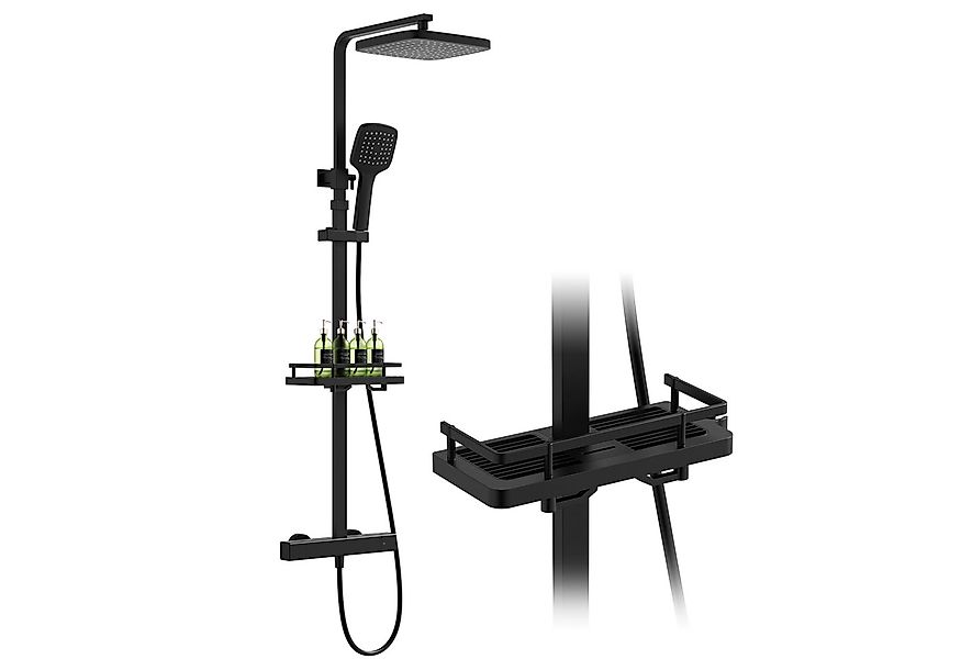 HOMELODY Duschsystem mit Thermostat & Duschablage- Duscharmatur Komplettset günstig online kaufen