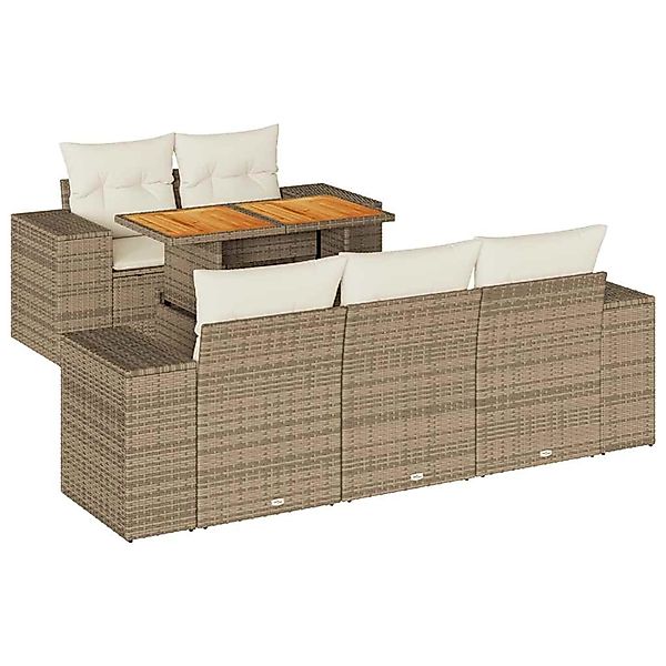 vidaXL 6-Tlg Garten-Sofagarnitur mit Kissen Beige Poly Rattan 3327327 günstig online kaufen