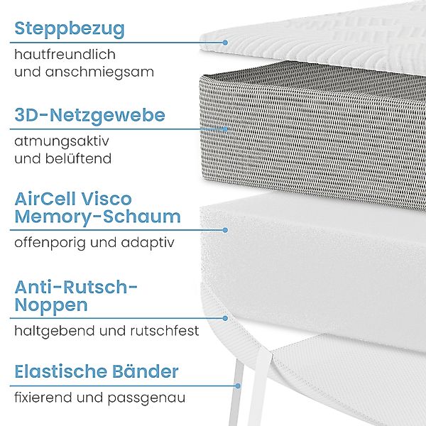 ELONEO Visco Topper Matratzenauflage 100 x 190 x 8 cm günstig online kaufen