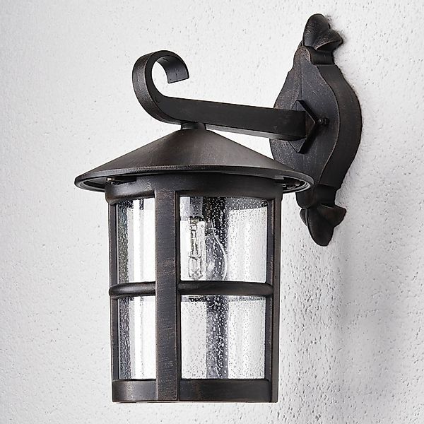 Lindby Wandleuchte Florentine, 35 cm, rostfarben, Alu, IP44 günstig online kaufen