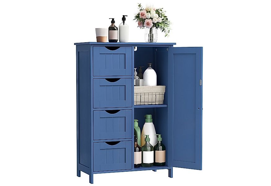 VASAGLE Badmöbel-Set Badezimmerschrank Badschrank Beistellschrank, mit 4 Sc günstig online kaufen
