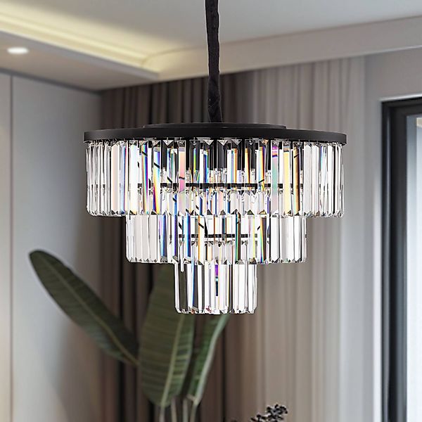 Hängeleuchte Cristal, transparent/schwarz, Ø 56 cm günstig online kaufen